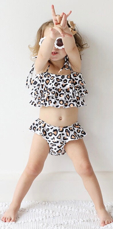 Holly White Leopard Ruffle Bikini Set