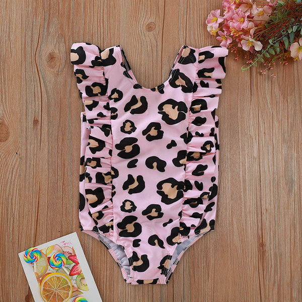 Mia Pink Leopard Ruffle Bathers