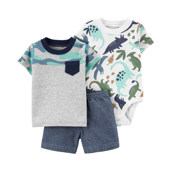 T-Shirt, Shorts & Onesie Set | Dinosaur