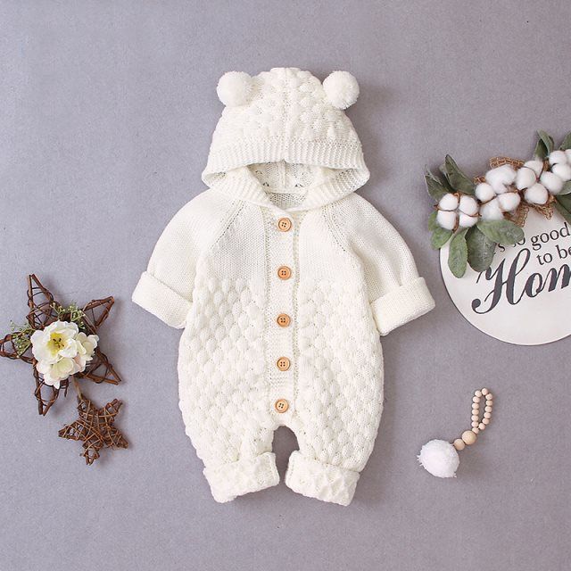 Knitted Hooded Romper | 4 Colours