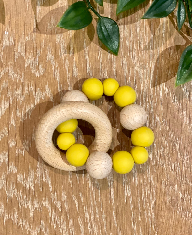 Silicone & Beechwood Teether Ring | 4 Colours