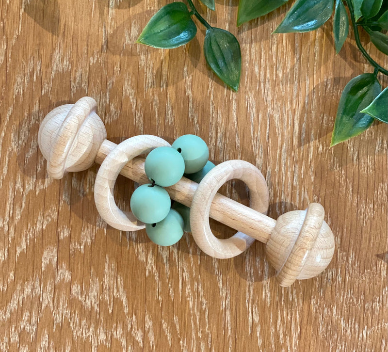Silicone & Beechwood Rattle | 5 Colours