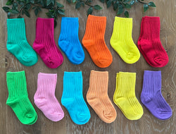 Kids Coloured Crew Socks | 14 colours