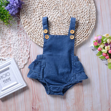 Load image into Gallery viewer, Denim Frill Overall Romper

