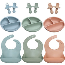 Load image into Gallery viewer, Silicone Bib, Plate, Fork &amp; Spoon Set my
