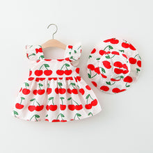 将图片加载到图库查看器，White Cherry Dress with Matching Hat
