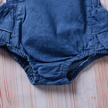 Load image into Gallery viewer, Denim Frill Overall Romper
