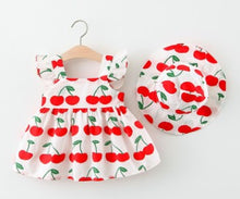 将图片加载到图库查看器，White Cherry Dress with Matching Hat
