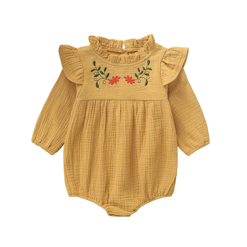 Marie Long Sleeve Embroidered Romper | 2 Colours
