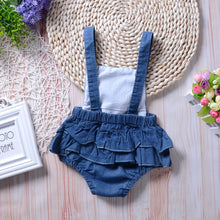Load image into Gallery viewer, Denim Frill Overall Romper
