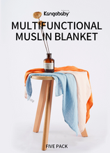 Load image into Gallery viewer, Kangobaby 5 Pack Bamboo Cotton Muslin Blanket | 4 Styles
