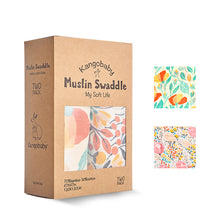 Load image into Gallery viewer, Kangobaby 2 Pack Bamboo Cotton Swaddle | Peonies &amp; Poppys

