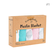 Load image into Gallery viewer, Kangobaby 5 Pack Bamboo Cotton Muslin Blanket | 4 Styles
