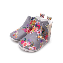 Leather Elastic Sided Boots, Floral