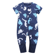 Load image into Gallery viewer, Drew Short Sleeve Onesie, Navy Tropical
