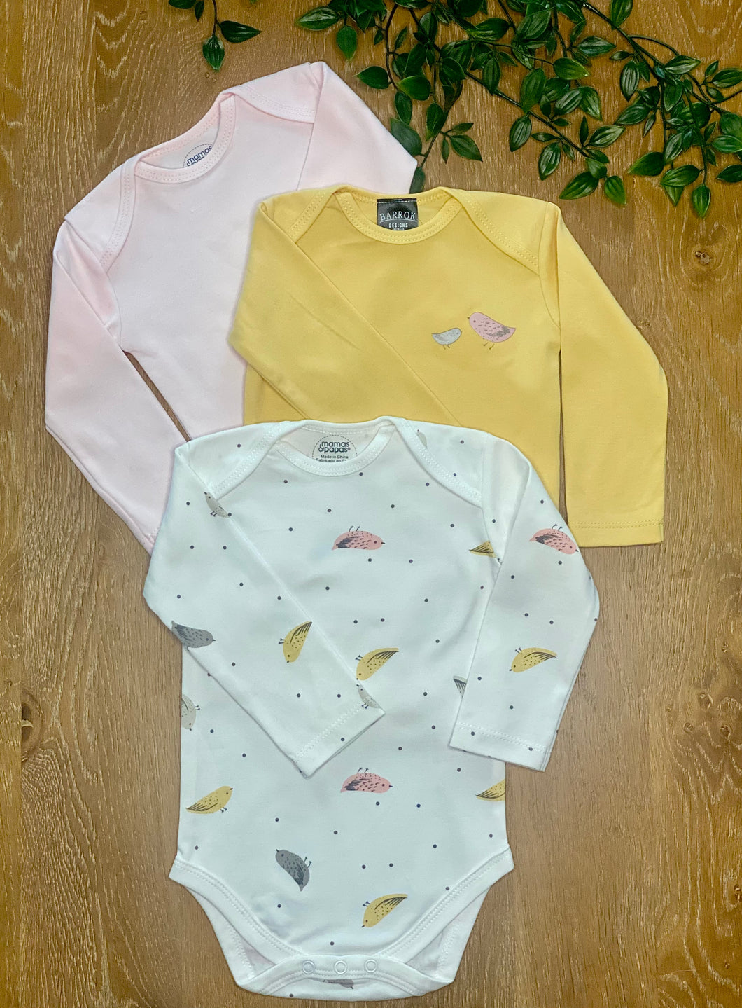 3 Pack Long Sleeve Onesie | Birds
