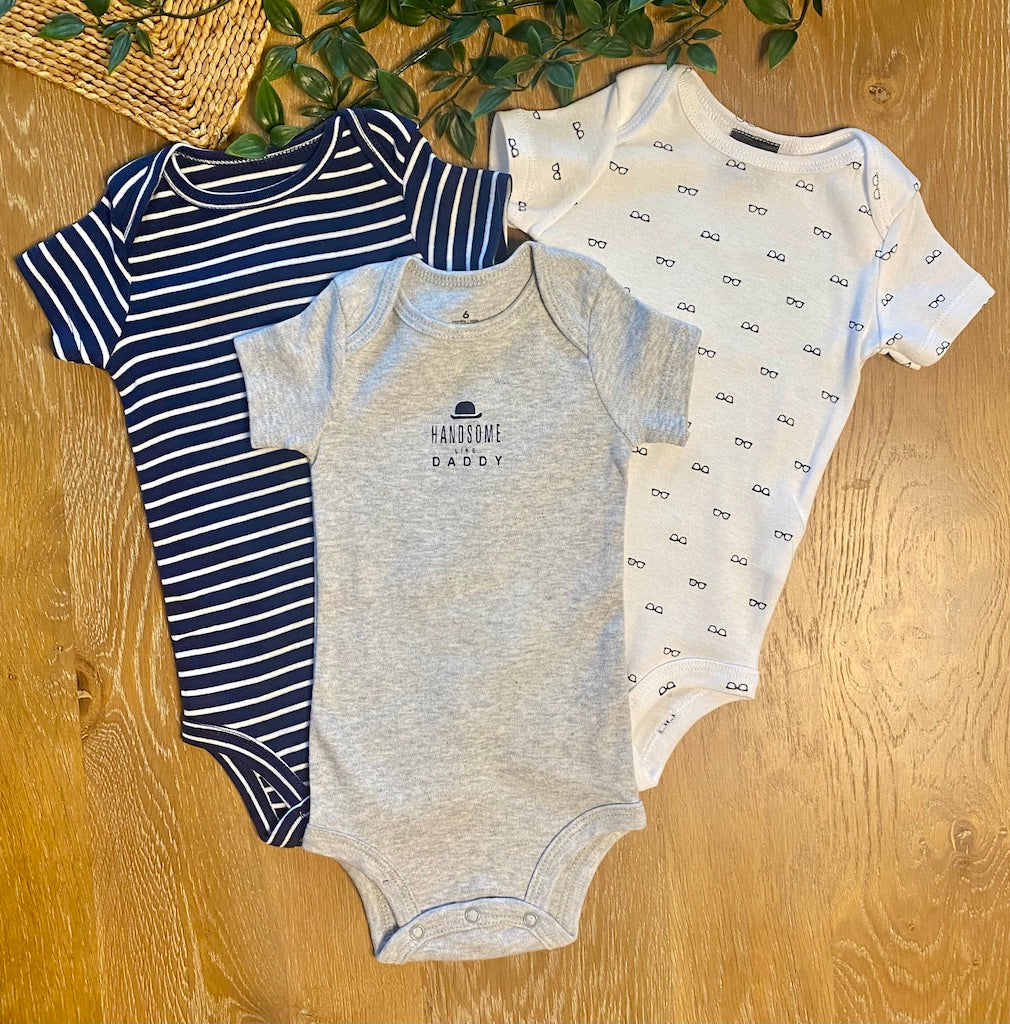 3 Pack Short Sleeve Onesie | Handsome Like Daddy